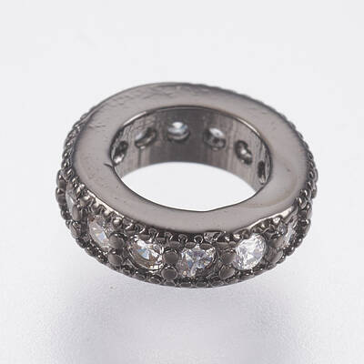 Brass Micro Pave Cubic Zirconia European Beads