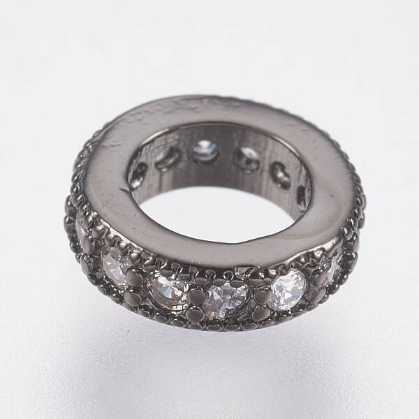 Brass Micro Pave Cubic Zirconia European Beads
