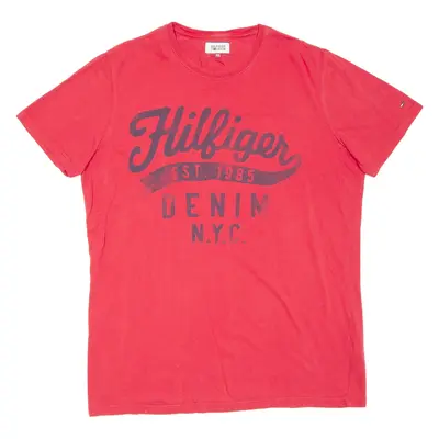 HILFIGER DENIM Mens T-Shirt Red 2XL