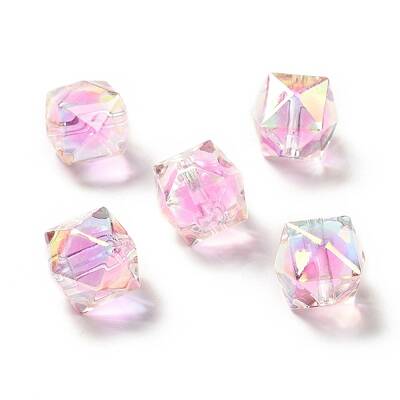 Two Tone UV Plating Rainbow Iridescent Acrylic Beads