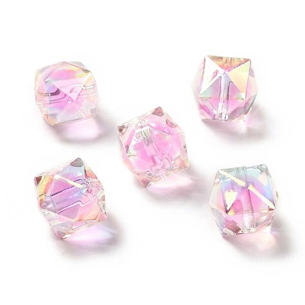 Two Tone UV Plating Rainbow Iridescent Acrylic Beads