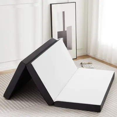 Foldable Tri-fold Memory Foam Mattress Topper with Washable Cover - Portable and Comfortable Camping Mattress, Suitable for y...