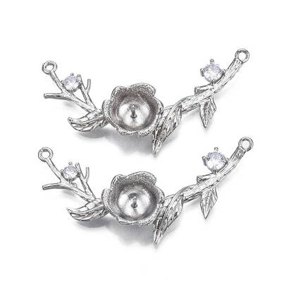 Brass Clear Cubic Zirconia Peg Bails Pendants