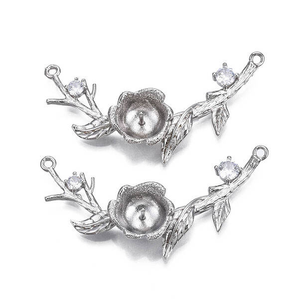 Brass Clear Cubic Zirconia Peg Bails Pendants