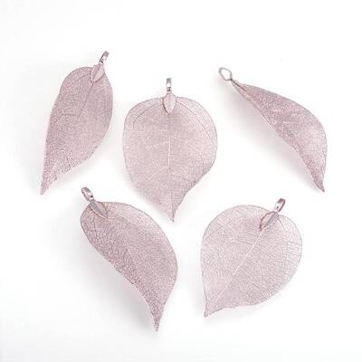 Electroplated Natural Leaf Big Pendants
