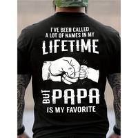 Cotton Short Sleeve T-Shirt Easy-Care Papa Print Men's Tee - Stylish & Comfortable Crew Neck in Black with Streetwear Style a...