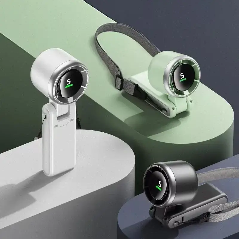 Portable Foldable Handheld Fan, USB Rechargeable 5-speed Speed Adjustable Mini Pocket Fan, Digital Display Fan for Travel Cam...