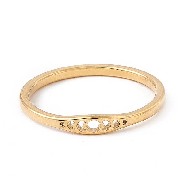 201 Stainless Steel Moon Phase Finger Ring for Women