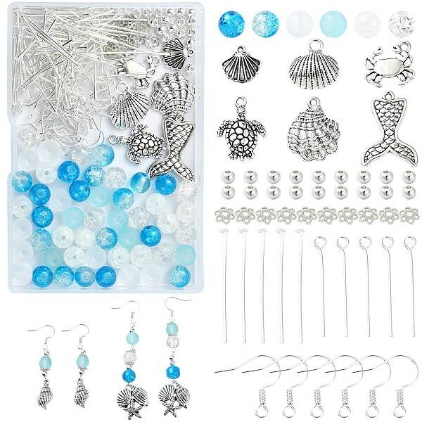 DIY Sea Animal Alloy Dangle Earrings Making Kits
