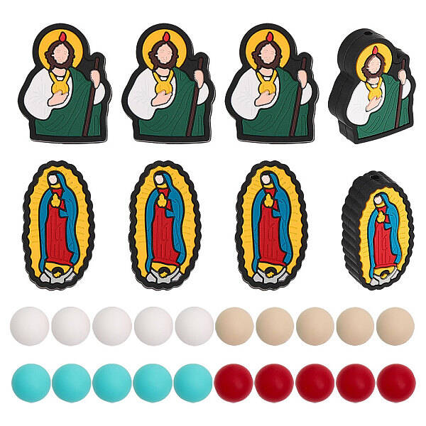 36Pcs 6 Style Food Grade Eco-Friendly Silicone Focal Beads