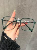 Casual Minimalist Anti-blue Light Eyeglasses, Basic Square Frame Eyeglasses for Women & Men, Fashionable All-match Accessorie...