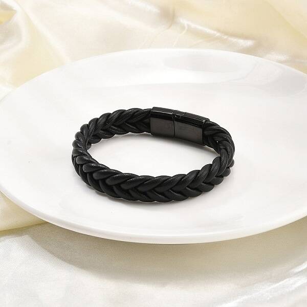 Ion Plating(IP) Braided Microfiber Leather Cord Bracelets for Men