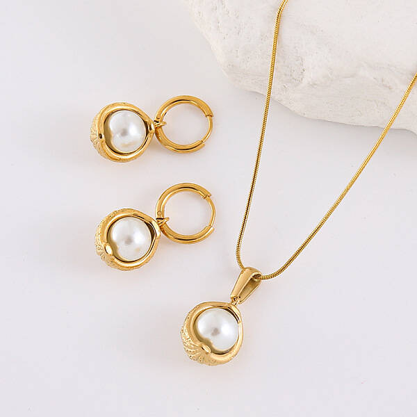 Round Stainless Steel Hoop Earrings & Pendant Necklaces Sets