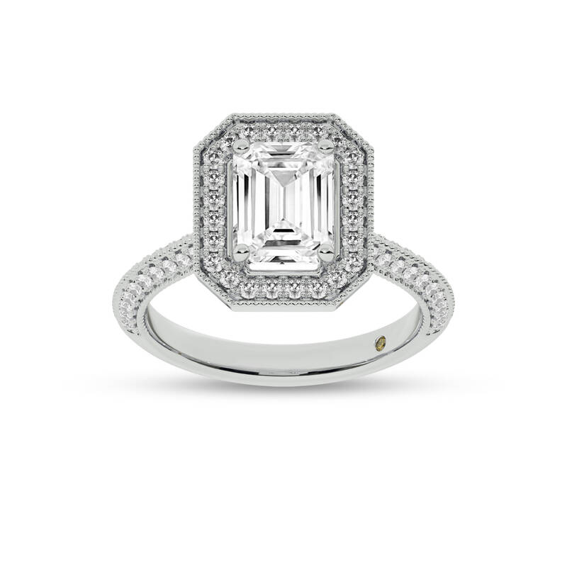 Shyne  Octagonal Halo Emerald Cut Lab Grown Diamond Engagement Ring | White Gold 1 1/2 - 4 5/8 CT. TW.