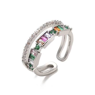 Brass Micro Pave Cubic Zirconia Open Cuff Rings