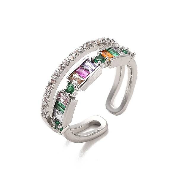 Brass Micro Pave Cubic Zirconia Open Cuff Rings