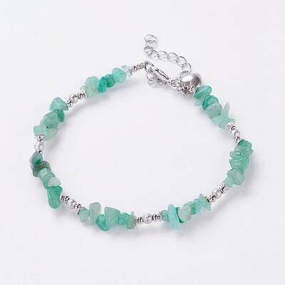 Trendy Natural Green Aventurine Beaded Anklets