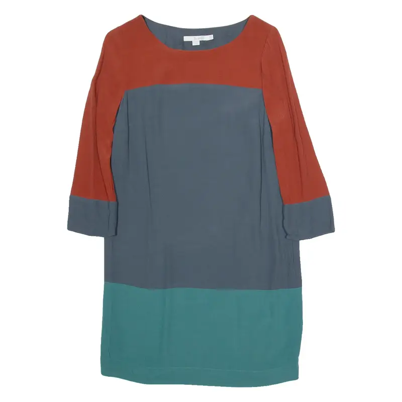 BODEN Womens Shift Dress Blue Colourblock Long Sleeve Knee Length UK 8