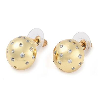 Brass Micro Pave Clear Cubic Zirconia Studs Earring for Women