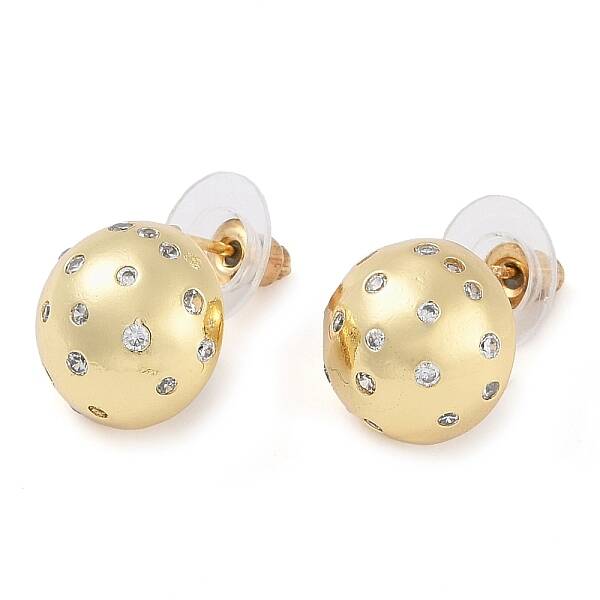 Brass Micro Pave Clear Cubic Zirconia Studs Earring for Women