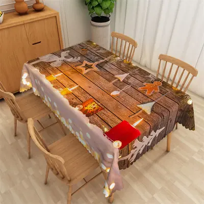 Candle Light Pendants Bokeh Wood Christmas Tablecloth - Aperturee