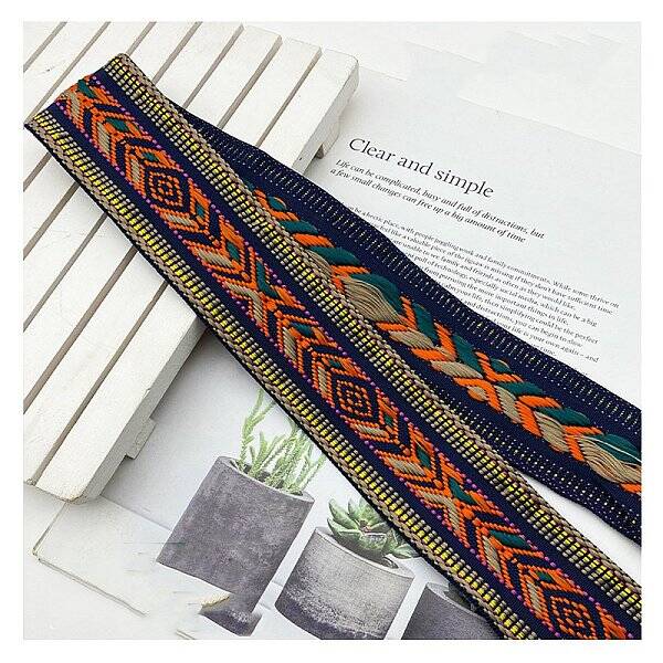 Ethnic Style Embroidery Rhombus Polyester Ribbons