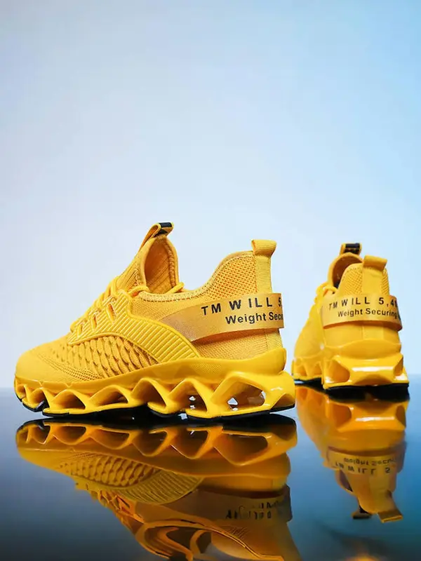 Men's Letter Print Lace Up Sport Running Shoes, Casual Sporty Breathable Comfortable Sneakers, Male All-match Round Toe Sp...