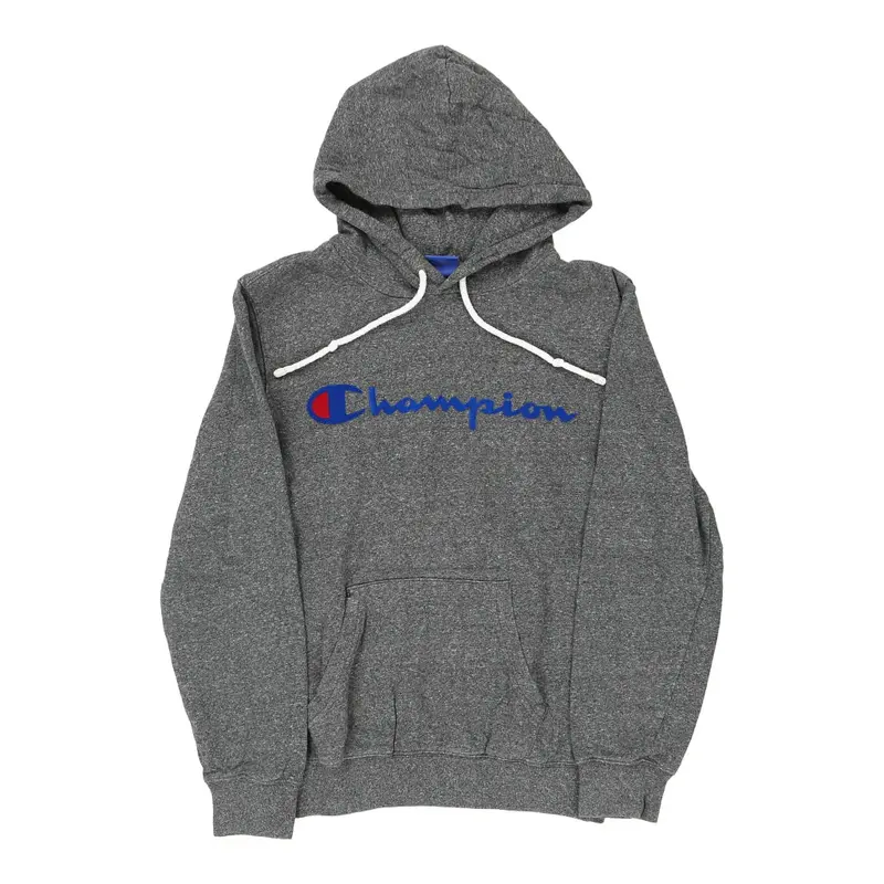 Champion Spellout Hoodie - XS Grey Cotton