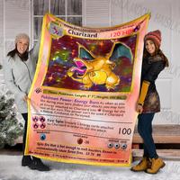 1PC Pokémon Game Card Charizard Print Blanket Adult Children Warm Blankets Home Travel Soft and Comfortable Blanket for Gift...