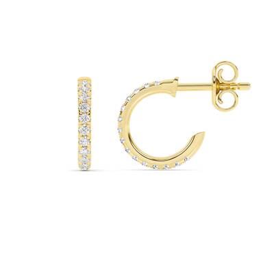 Gia Dainty Lab Grown Round Diamond Huggie Earrings | Yellow Gold 1/5 ct. tw.