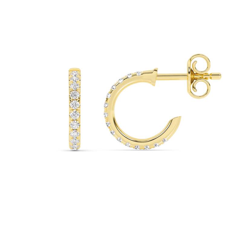 Gia Dainty Lab Grown Round Diamond Huggie Earrings | Yellow Gold 1/5 ct. tw.