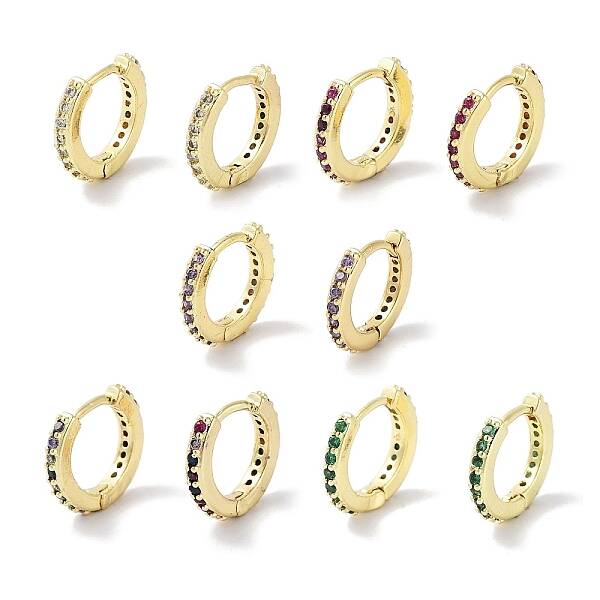 Brass Pave Cubic Zirconia Hoop Earrings for Women