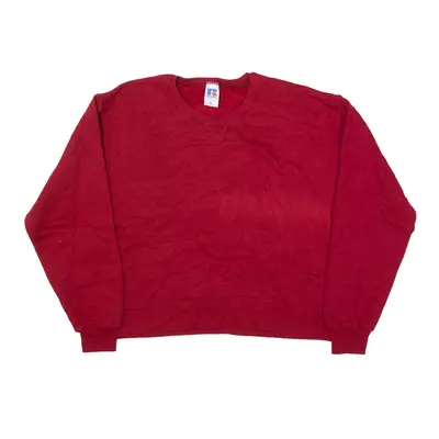 RUSSELL ATHLETIC Cropped Sweatshirt Red Womens XL
