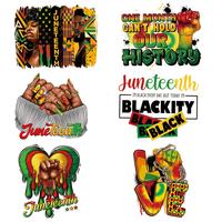 6pcs/set Juneteenth Heat Transfer Sticker DIY Washable Iron on Transfer for Clothing Bag Beautiful Design Patches on Clothes ...