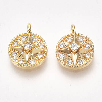 Brass Micro Pave Cubic Zirconia Charms