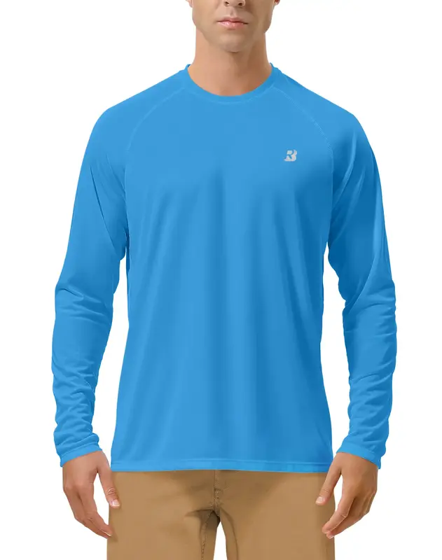 Roadbox Mens UPF 50+ UV Sun Protection Shirts Outdoor Long Sleeve SPF Rash Guard for Fishing Hiking Swimming Running