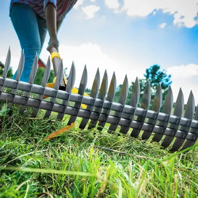 Thatch Rake, Heavy Duty Lawn Thatching with Adjustable Stainless Steel Handle,Multiple Garden Rake for Leaves,Lawn Loosening ...