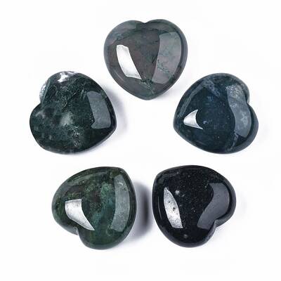 Natural Moss Agate Heart Love Stone
