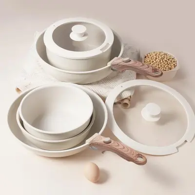 Kitchen Cooking Pot with Lid, 1 Set Portable Storage Frying Pan with Detachable Handle, Kitchen Cookware Accessories for Home...