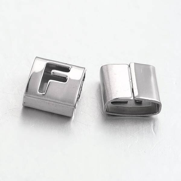Tarnish Resistant Letter Style 201 Stainless Steel Square Slide Charms