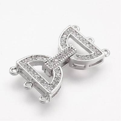 Brass Micro Pave Cubic Zirconia Fold Over Clasps