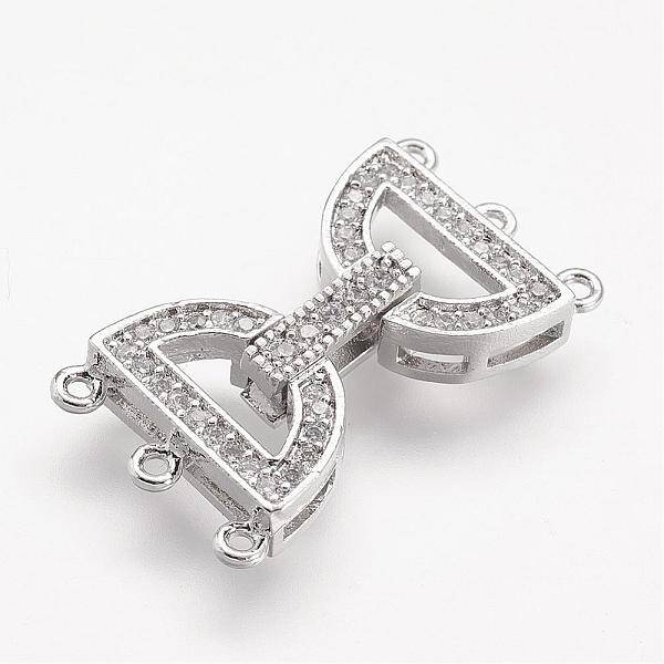 Brass Micro Pave Cubic Zirconia Fold Over Clasps