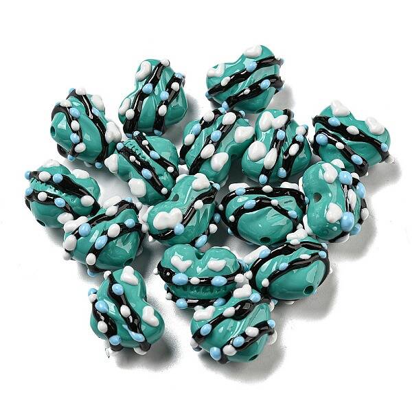 Hand Painted Acrylic with Enamel Beads