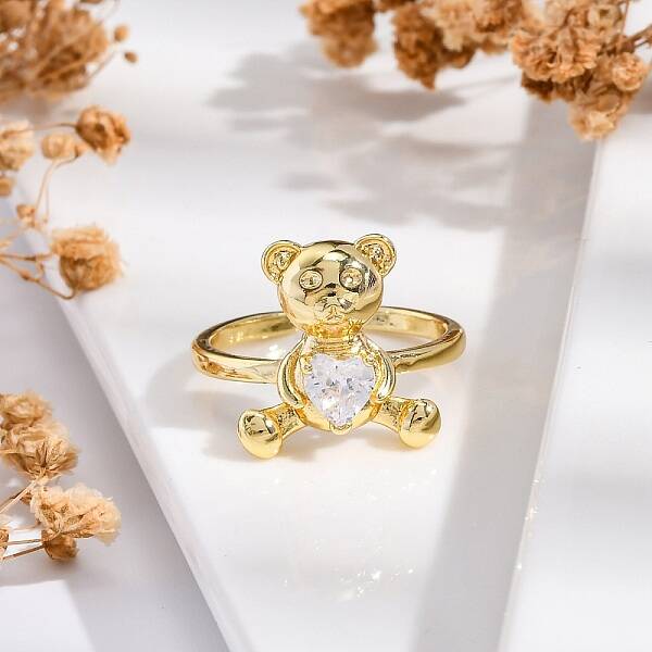 Rack Plating Brass Micro Pave Clear Cubic Zirconia Cuff Finger Rings for Women