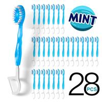 Disposable Mini Travel Floss Toothbrush, 28pcs/set 5 in 1 Toothbrush & Floss & Pick & Tongue Scraper, Portable Individual P...