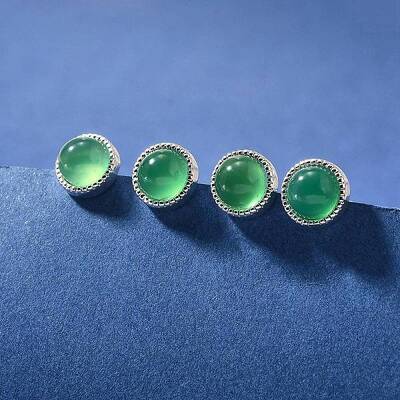 Natural Green Onyx Agate(Dyed & Heated) Ear Studs