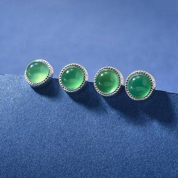 Natural Green Onyx Agate(Dyed & Heated) Ear Studs