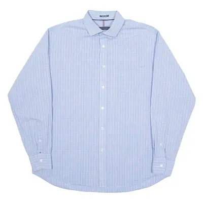 TOMMY HILFIGER Mens Shirt Blue Check Long Sleeve L