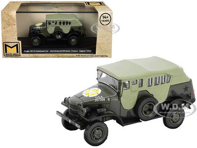 Dodge WC-6 Command Car with Canvas Top Olive Drab 2nd Armored Division, France (1944) United States Army 1/43 Diecast Model...