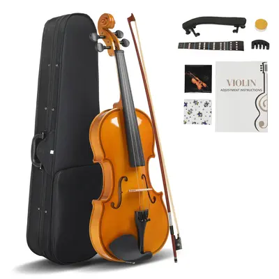 4/4 Full-Size Violin Set for Adults & Beginners – Includes Hard Case, Bow, Shoulder Rest, Rosin, Extra Strings & Mute